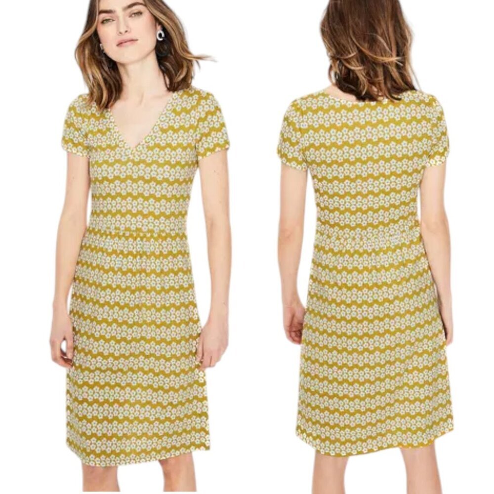 Boden Penelope Cotton Blend Jersey Dress - Dijon Daisy - 8L